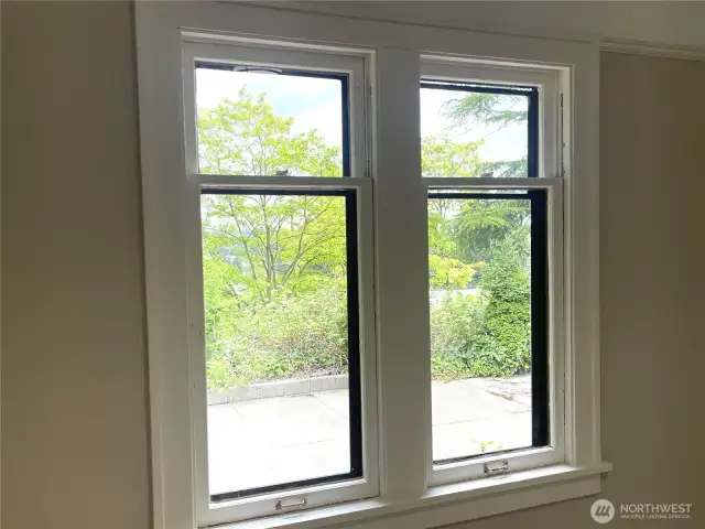 Some of the double hung windows have been preserved. They still open and they do lock.