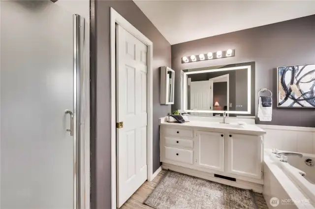 Shower to left and also a private toilet room