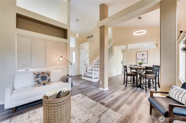 Unique louvered shutters can open Living Area to Br3/Office
