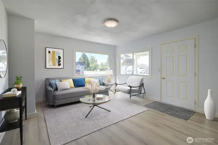 Living room, virtually staged
