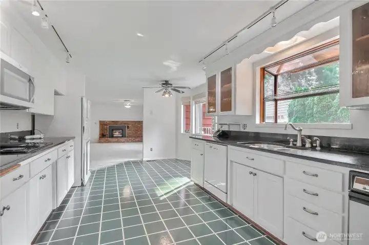 Kitchen opens to Large Family Room