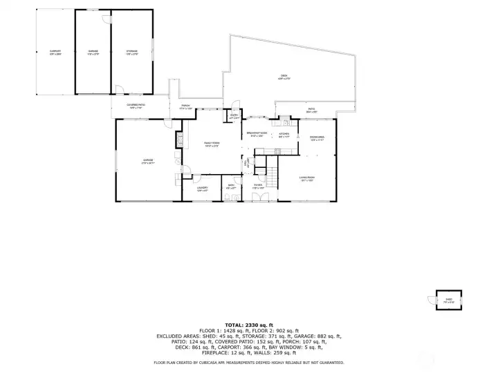 Fantasitc layout dimensions are here for lower level of home, deck, shop, garage and carpot