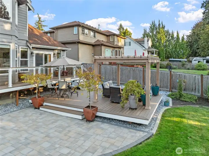 Stylish brick pathway leading to Great seating space. Enjoy entertaining friends and loved ones.