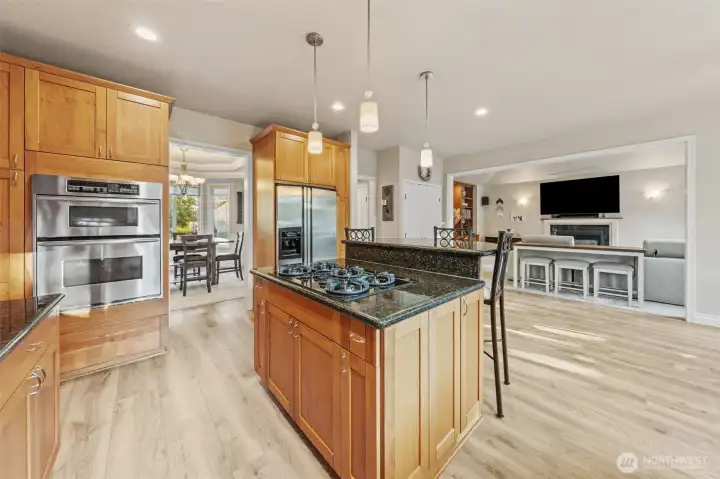Family room opens to kitchen.