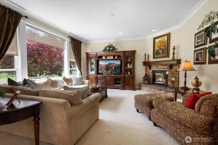 View from kitchen to the family room.