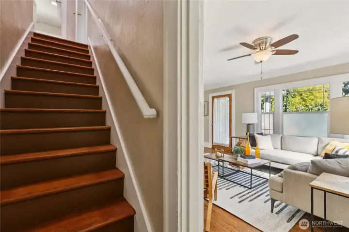 Stairs leading up to the second floor