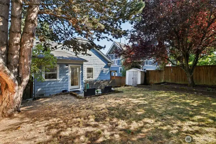 Fully fenced peaceful and private backyard.
