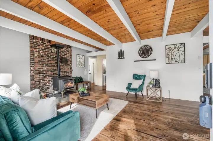 Gorgeous flooring and wood features throughout