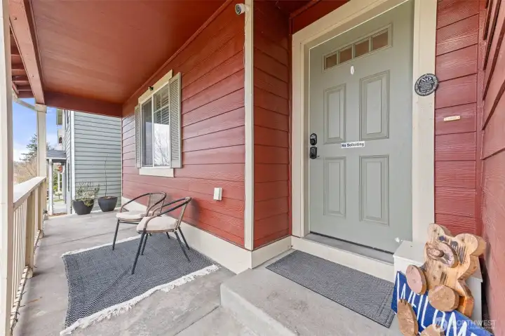 The front porch is great for relaxing with your morning coffee or evening beverage!