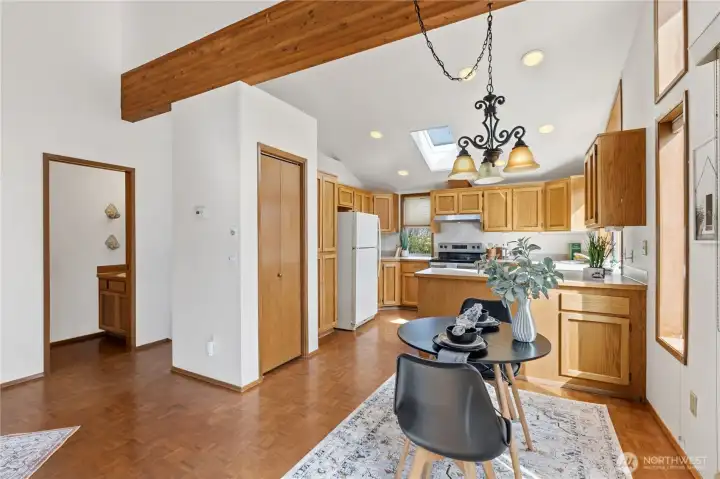 Dining space and kitchen work together for easy hosting and entertaining.