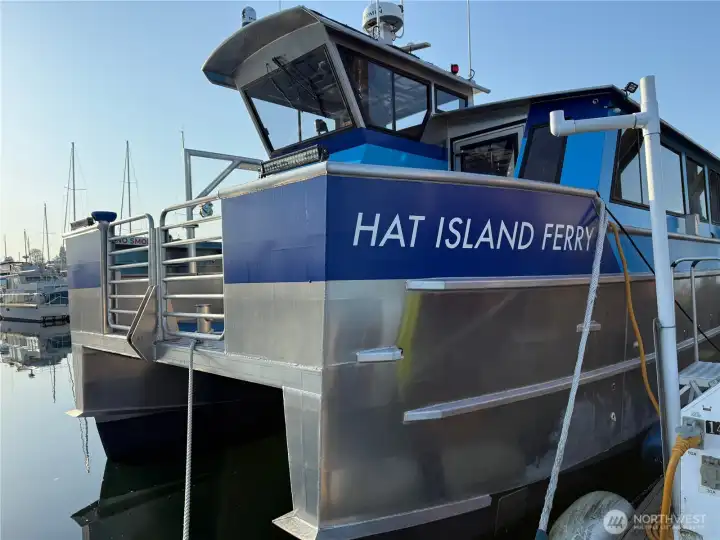 Hat Island's 48 passenger foot ferry goes from Hat to Everett on a regular route. Reservations are made by the property owner for their guests.