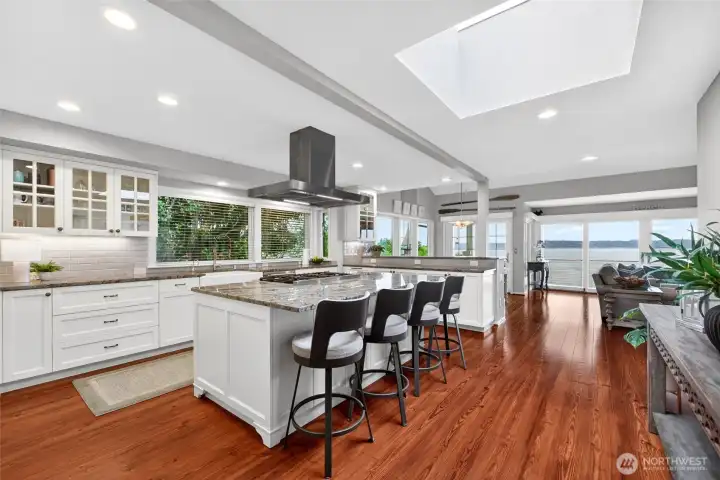 The chef's kitchen seems to be a part of the sparkling water views.....