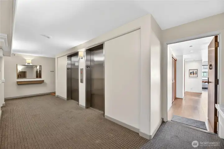 Elevator is a few short steps to unit.