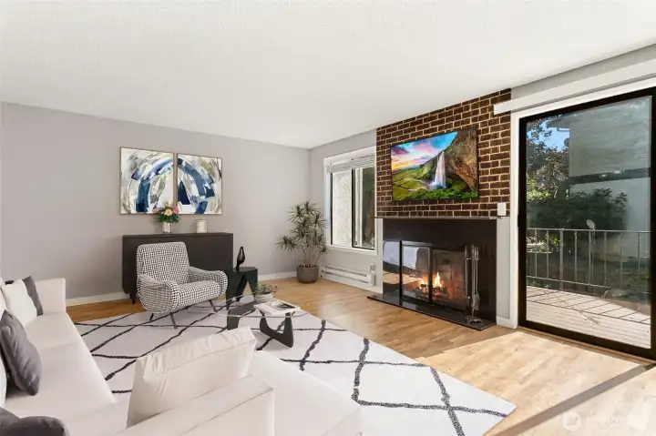 Livingroom with fireplace staged