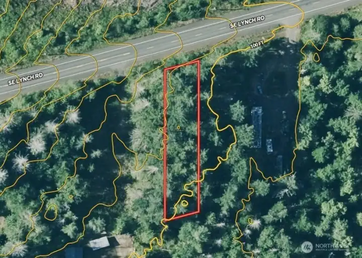 Overhead view with approximate boundaries in red. Overhead view with approximate boundaries in red.