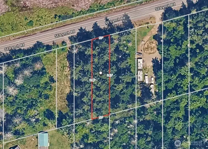 Overhead view with approximate boundaries in red. Overhead view with approximate boundaries in red.