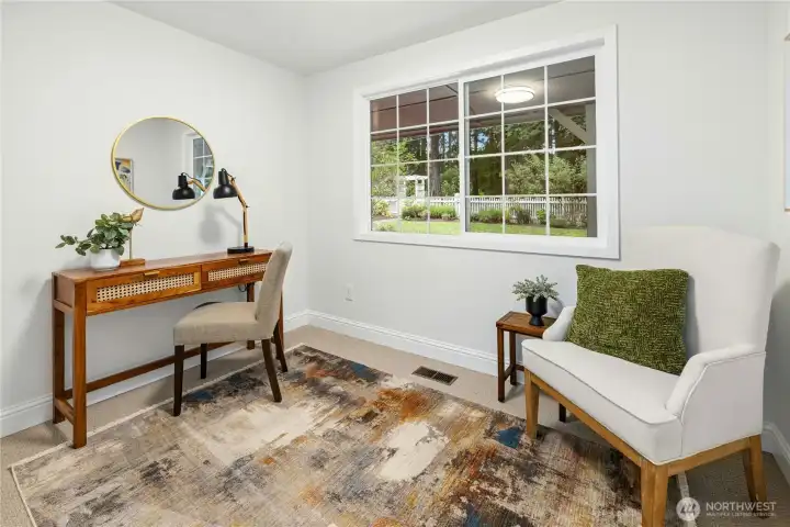 The second of two additional bedrooms, doubles as a perfect home office. The second of two additional bedrooms, doubles as a perfect home office.