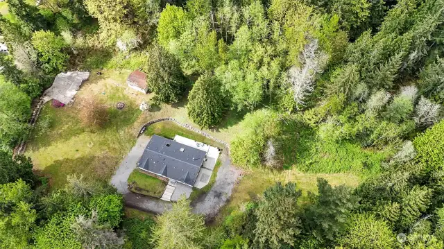 Ariel Photo of the Home & Property~Living Large on 5 Acres~A Serene & Sensational Slice of PNW Heaven~