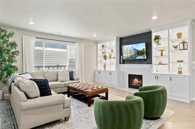 Great Room with Gas Fireplace & Custom Built-ins