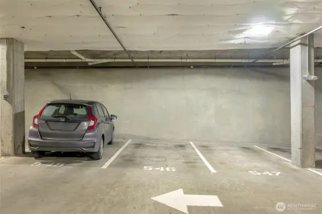 One secure garage parking spot included- stall 546.