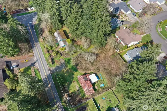 View of the road and homes around this treasure.