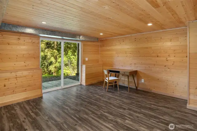Sliding door opens to patio.