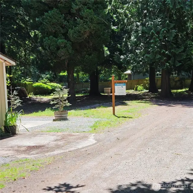 Highlighting the size of the yard, lots of accessibility and potential