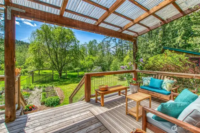 Part of the deck is covered so that you can enjoy the outdoors in all types weather.