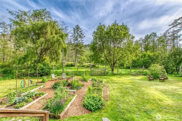 There are established garden beds ready for your green thumb.
