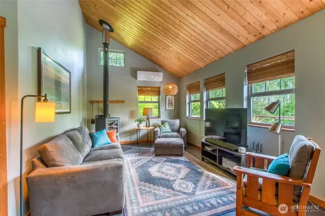 The vaulted ceiling in the great room provides volume making this small home live large.