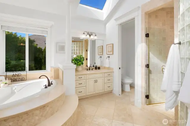 Relax in rejuvenate in the jetted tub.