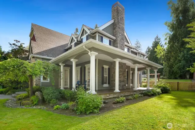 Wrap around porch gives it another architectural detail and functional place to sit out front and enjoy the territorial views of the neighborhood.