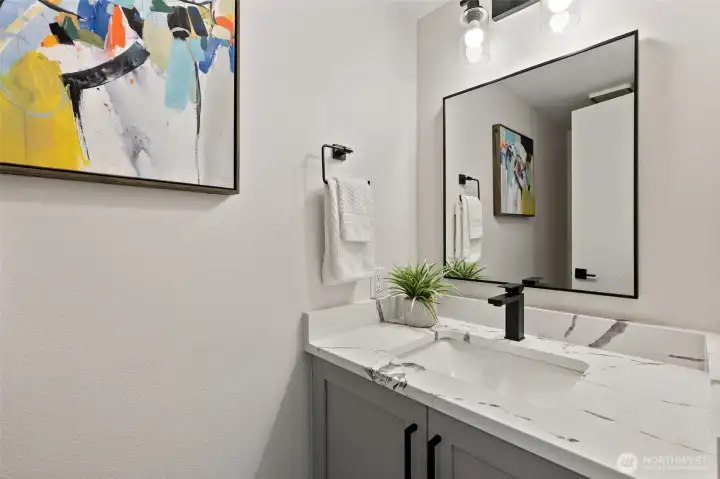 remodeled main floor powder room.