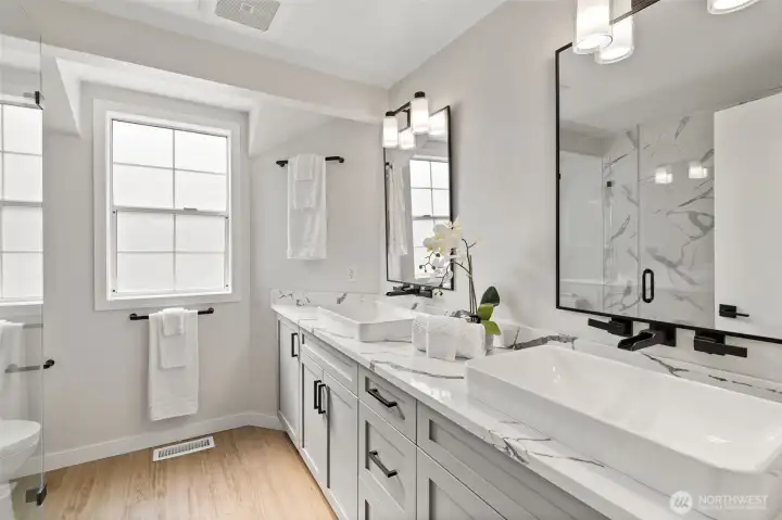 Remodeled primary bath.