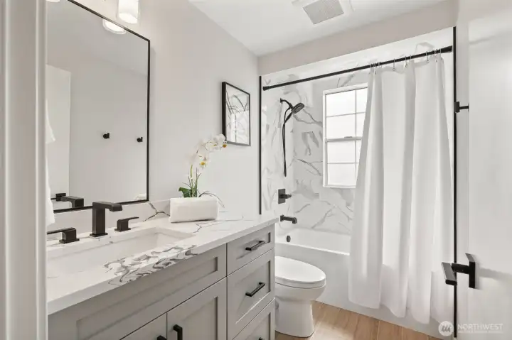 Remodeled guest bath.