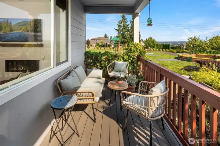 Cozy back deck off kitchen...perfect for morning coffee or winding down the day