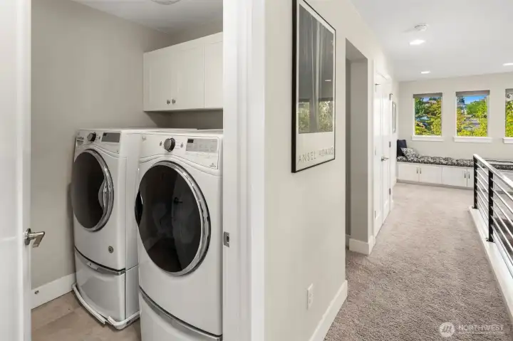 Strategically placed utility room makes putting clothes away a breeze.
