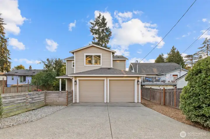 Driveway and 2-car garage