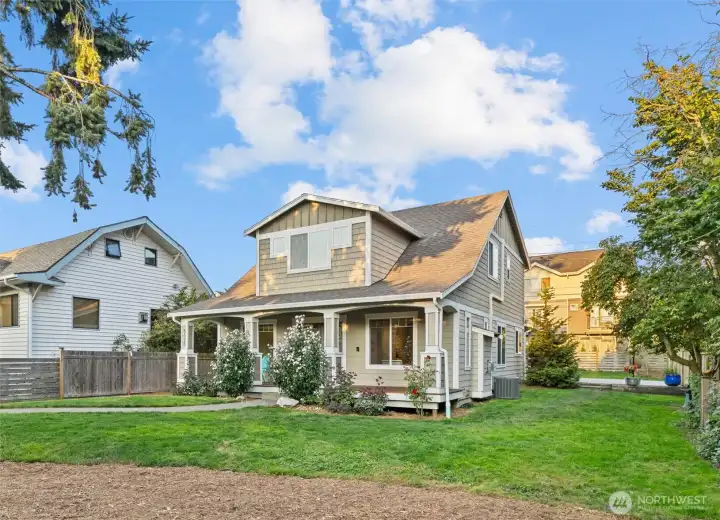 Front of house from SW corner of yard