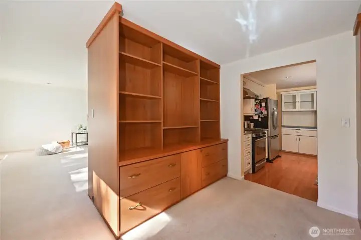Abundance of built in desk storage.