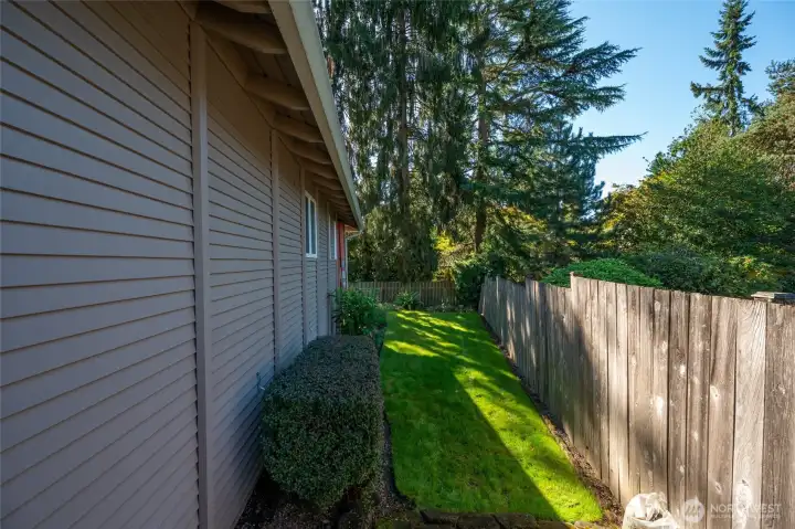 Fenced side yard.
