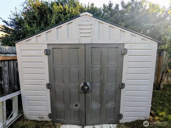 Garden shed in backyard