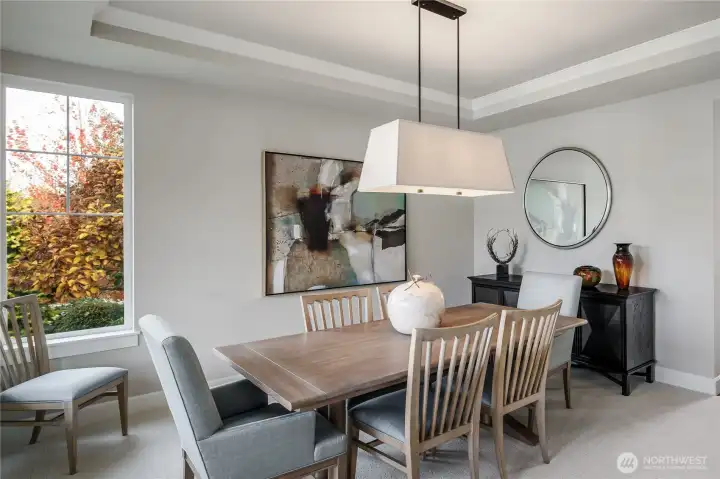 Formal dining room with Tray ceiling.