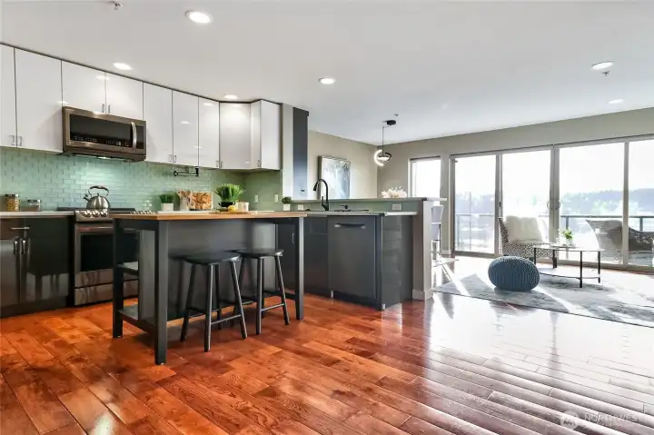 The view commands your attention as soon as you enter this area. Firework displays are front and center from the deck.