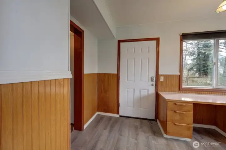 Inside entry and bright office space