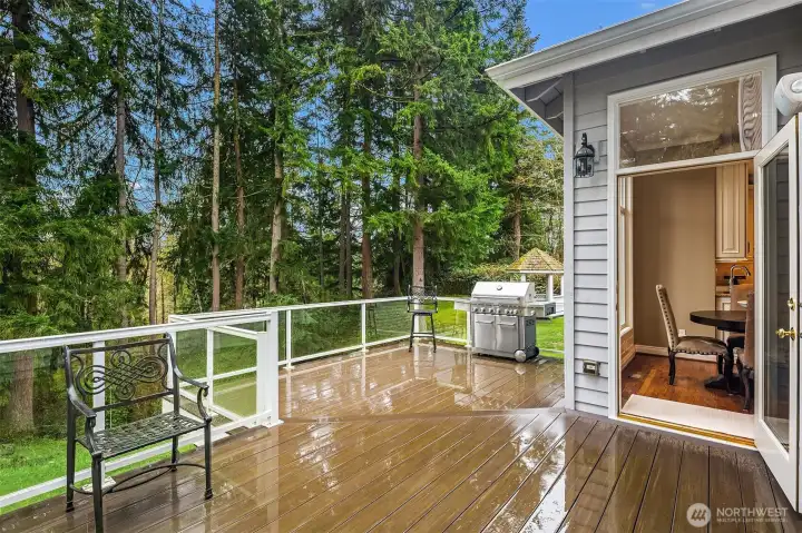 Large composite deck with clear rail panels for uninterrupted views where your Summers will never be the same.