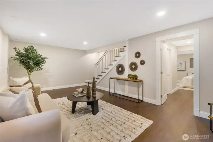 Downstairs living room off the primary room.