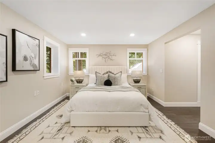 Natural light setting into the primary room.