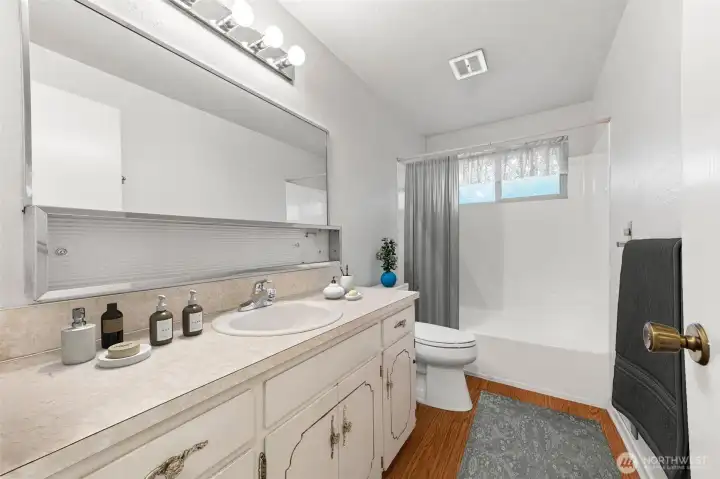 Hall Bathroom Upstairs - Image is digitally staged