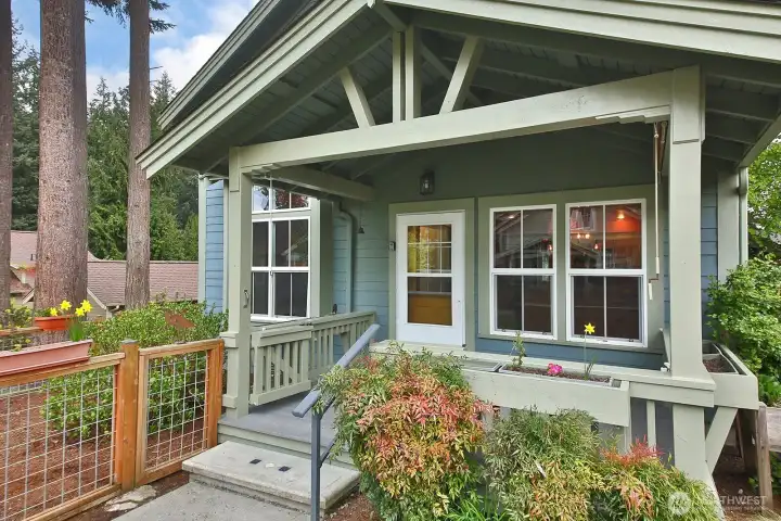 There is a small fenced area off the back deck.